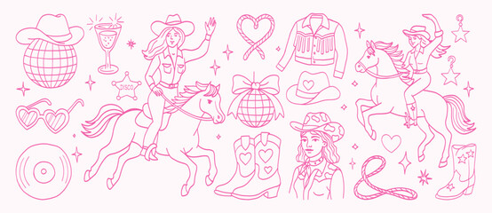 A woman is riding a horse and there are other people and horses in the background