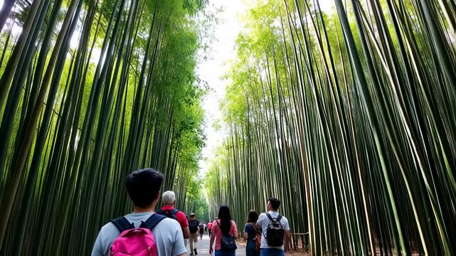 Tranquil walk through Arashiyama bamboo grove, Kyoto, Japan - Serene nature scenes