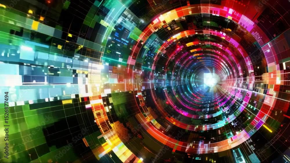 Aufkleber colorful digital vortex with dynamic patterns and light effects created in a vibrant and abstract st