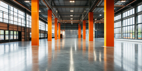 Spacious modern factory interior highlights efficiency Generative AI