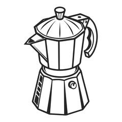 Professional cutout moka pot illustration transparent background