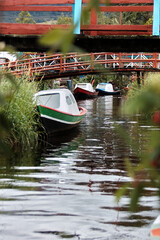 Wooden Bridge and Boats at La Cocha Lagoon, Nariño