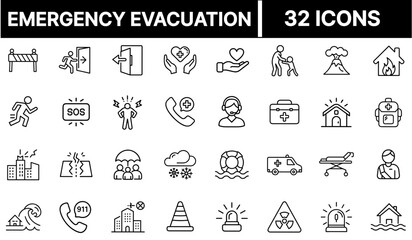 Emergency Evacuation Icon Representing Urgent Exit Procedures and Crisis Response Actions