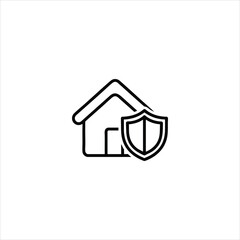 Obraz premium Home Insurance Shield Minimalist Line Icon