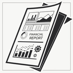 Financial report document business analytics data graphs charts