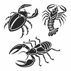 Professional stylized insects set, transparent background