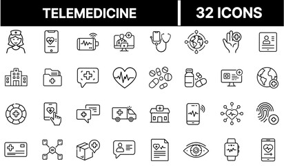 Telemedicine Icon Representing Remote Healthcare Services and Virtual Medical Consultation
