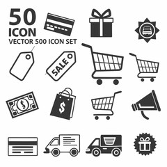 Fifty shopping and retail icons vector set