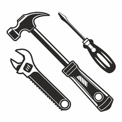 Classic tools hammer wrench screwdriver repair diy