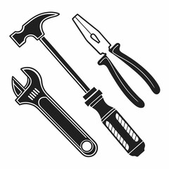 Essential tools hammer wrench pliers screwdriver repair