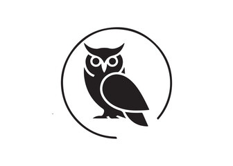 Simple Silhouette of an Owl in a Circle