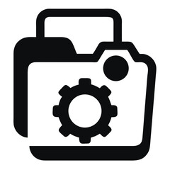 Folder icon silhouette with gear setting, ui design element