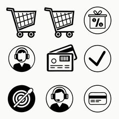 Professional ecommerce icons set isolated on white background