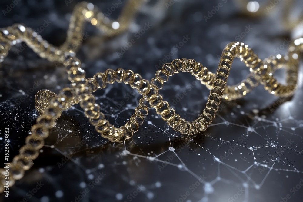 Poster dna strands illustrating scientific data processing over a digital padlock in a lab setting, dna str