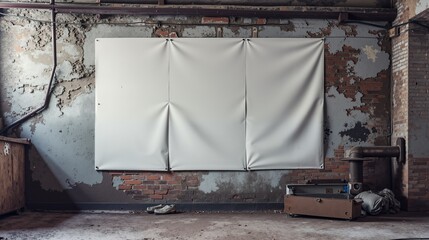Textured Urban Wall with Blank Canvas