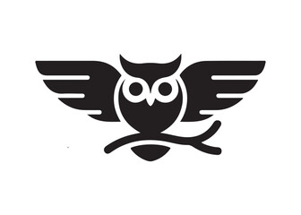 Elegant black and white owl logo design