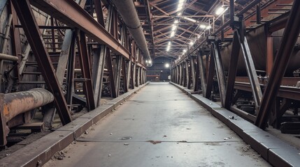 Industrial Interior of Abandoned Warehouse Space