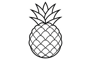 Simple Line Art Pineapple Illustration Tropical Fruit Design
