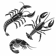 Seafood trio crayfish lobster shrimp design