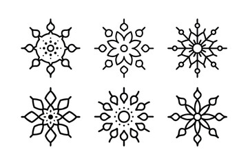Abstract Petal and Mandala Shapes – Black and White Vector