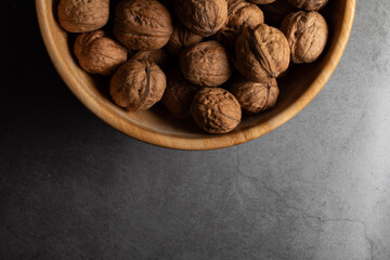 Close-up detail of walnuts picked from the walnut tree
