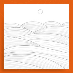 plowed fields on the hills, agricultural coloring page