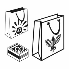 Shopping bags and matchbox design elements