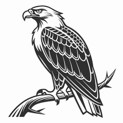 Majestic eagle perched on branch, isolated vector graphic