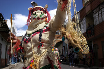 Cucurucho Walking Through Buesaco Streets During Traditional January Festival – Nariño, Colombia