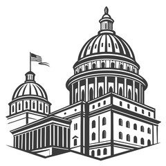 Professional capitol building illustration transparent background