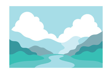 Fototapeta premium Mist Rising Over Hot Springs in Mountain Landscape