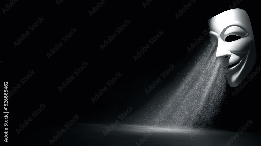 Poster Anonymous Web Browsing Symbol With Mysterious Mask and VPN Trail on Dark Background Emphasizing Online Privacy and Security