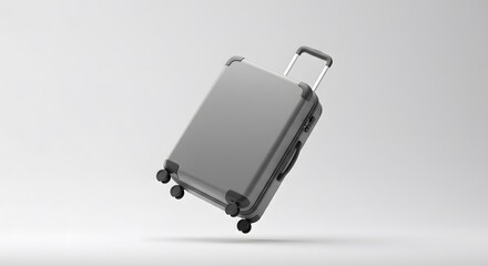 Grey Suitcase Floating in Studio Setting: A Minimalist Travel Photography