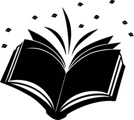 open book with pages silhouette vector on a transparent background
