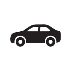 Simple Black Silhouette of a Car Icon, Side View