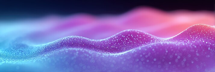 Obraz premium Abstract landscape of shimmering digital dots glows with vibrant color gradients. Futuristic technology background, data visualization, digital landscape, abstract design, modern art