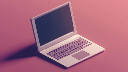 White Laptop on Pink Background Pixel Art