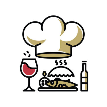chef hat, wine glass, food, bottle icon clip art preview