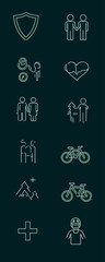 Modern Icon Array: A visually engaging array of modern line icons, each depicting a symbolic representation of diverse concepts.
