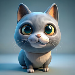Adorable cartoon cat with big eyes.