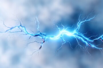 Lightning flashes creating tree branch-like pattern. Electric energy, natural phenomenon, high voltage.