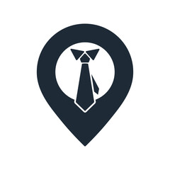 Business address, location indicator.  Vector linear icon, illustration isolated on white background.