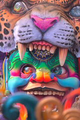 Gigantic Colorful Mask on a Float at the Carnaval de Negros y Blancos, Pasto