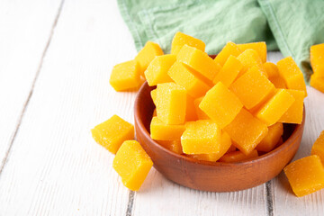Dried mango cubes,organic fruit marmalade  without added sugar
