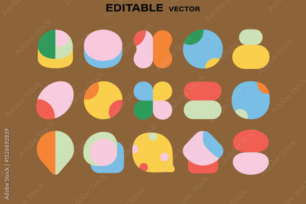 Poster retro geometric shape pattern with playful colors abstract vector design for backgrounds and creativ