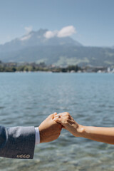 Engagement Hands with Ring and Golden Watch Detail