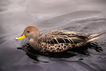 Solitary Duck Gliding on the Calm Waters of La Cocha, Nariño