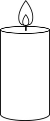 A Lit  Candle outline design.
Simple shape holiday candle coloring page. 
Burning candle black line vector Isolated.
Transparent background.SVG file.