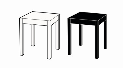 Stool or Table Set in black and white. Vector isolated editable set of stools or tables