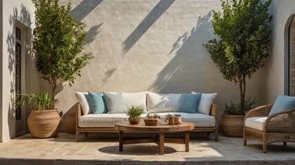 Light-filled courtyard patio with comfortable seating